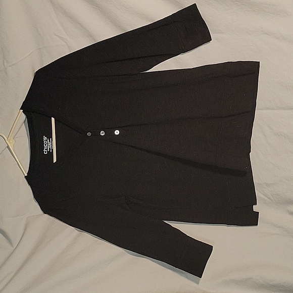 Chico's Button Henley‎ Top 3/4 Sleeve V Neck Casual Comfy Blouse - Picture 2 of 5